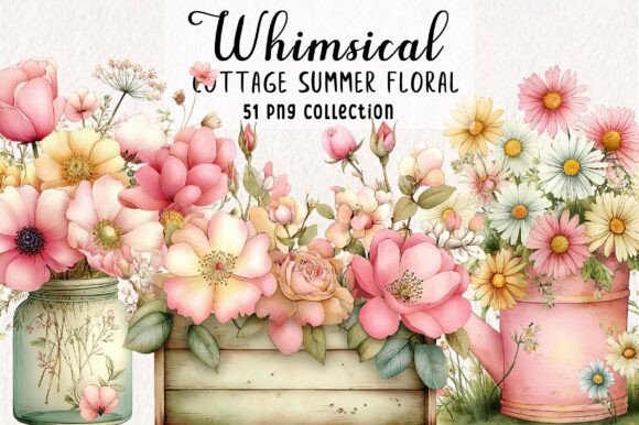 Download Whimsical Cottage Summer Floral Clipart - Summer Collection