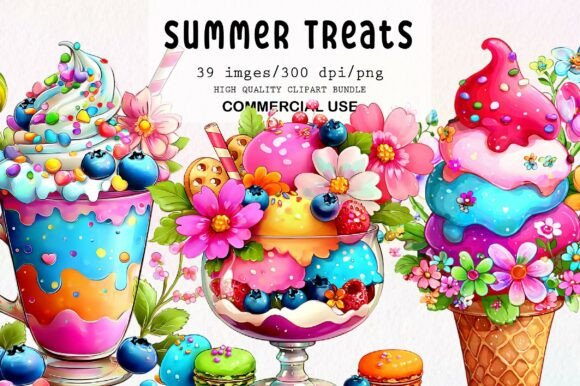 Download Whimsical Summer Treats Clipart Bundle - Summer Collection