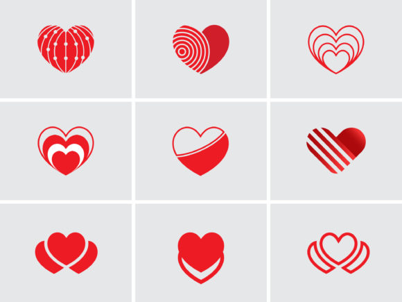 Download Set of Different Trendy Shapes of Heart - Trendy shapes Collection