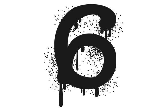 Download Six Number in Grungy Black Paint Stain S - Grungy Collection