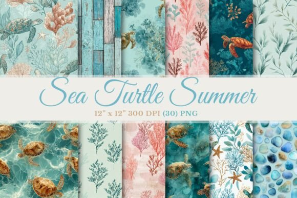 Download Sea Turtle Summer Seamless Pattern - Summer Collection