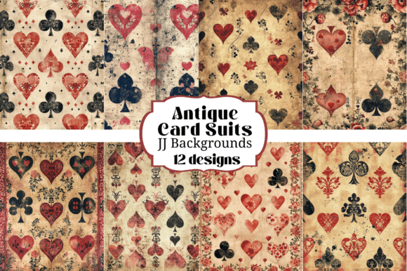 Download 12 Grungy Vintage Playing Cards Suits - Grungy Collection