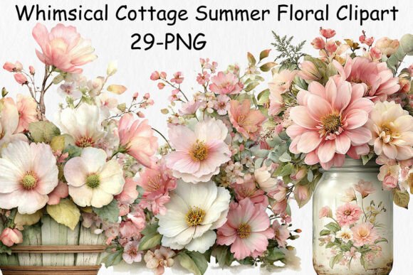 Download Whimsical Cottage Summer Floral Clipart - Summer Collection