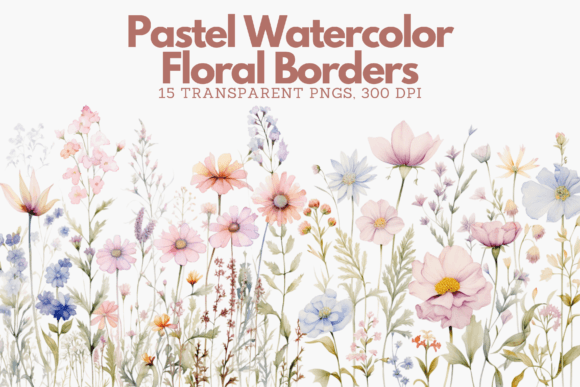 Download Elegant Pastel Watercolor Floral Borders - Pastel Collection