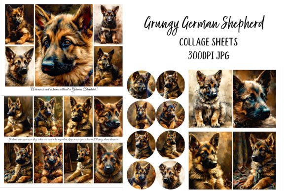 Download Grungy German Shepherd Collage Sheets - Grungy Collection
