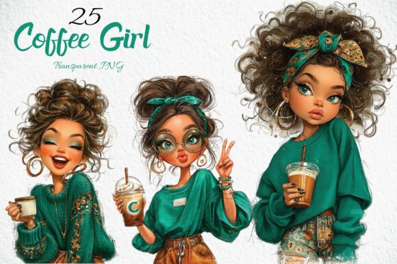 Download Whimsical Summer Coffee Girl Clipart - Summer Collection