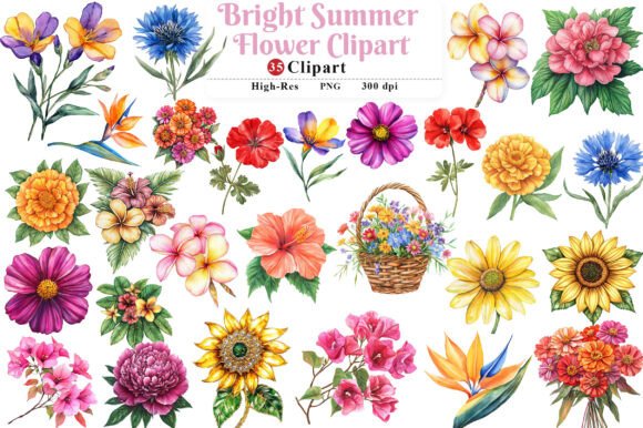 Download Bright Summer Flower Clipart - Summer Collection