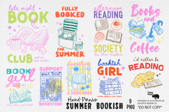 Download Summer Bookish Hand-Drawn PNG Bundle - Summer Collection