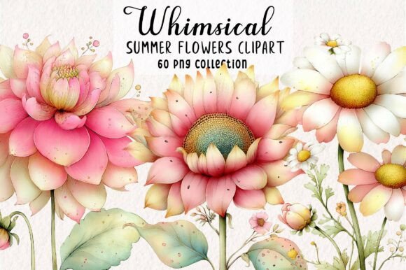 Download Whimsical Summer Flowers Clipart PNG - Summer Collection