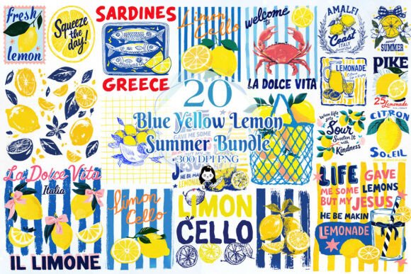 Download Blue Yellow Summer Lemon Clipart - Summer Collection
