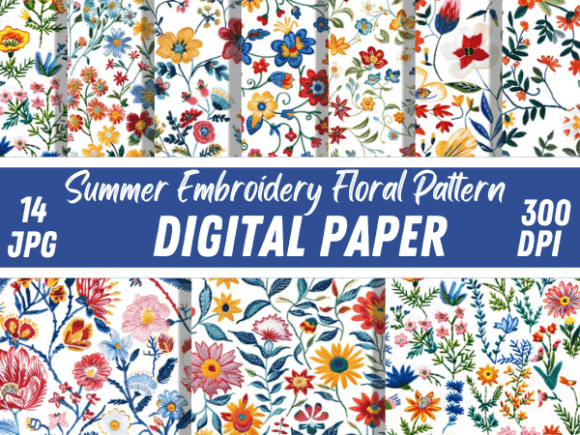 Download Summer Embroidery Floral Flower Pattern - Summer Collection