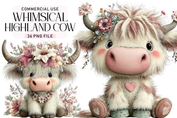 Download Summer Whimsical Highland Cow Clipart - Summer Collection