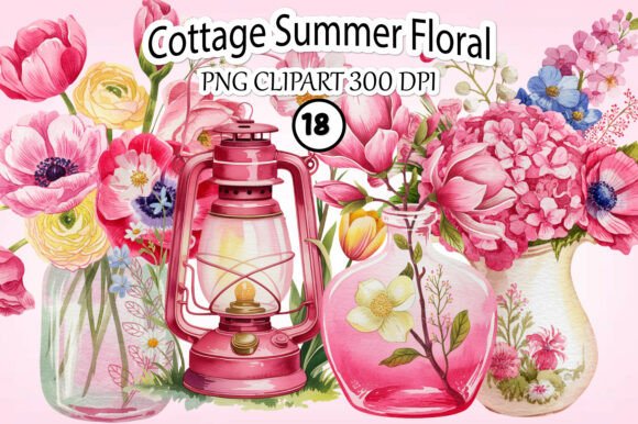 Download Whimsical Cottage Summer Floral Clipart - Summer Collection