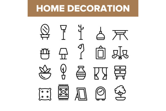 Download Collection Home Decoration Items Vector - Home decor Collection