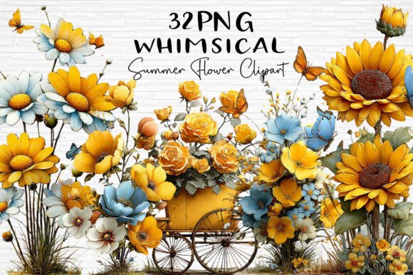 Download Whimsical Summer Flower Clipart PNG - Summer Collection