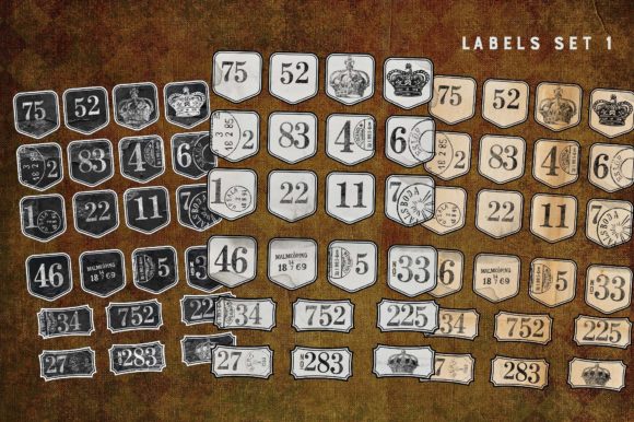 Download Grungy Style Number Labels Set 1 - Grungy Collection