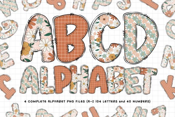 Download Retro Summer Floral Alphabet Sublimation - Summer Collection