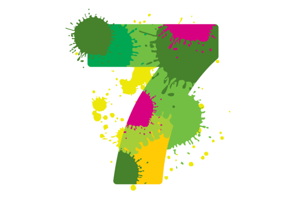 Download Seven Number with Grungy Color Splashes. - Grungy Collection