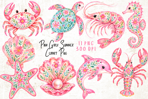 Download Pink Girly Summer Clipart PNG - Summer Collection