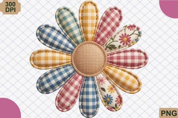 Download Patchwork Daisy Summer Flower PNG - Summer Collection