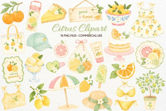 Download Citrus Clipart Coastal Summer PNG Print - Summer Collection