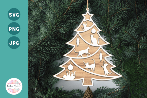 Download 3D Cat Christmas Tree Ornament SVG - Christmas tree Collection