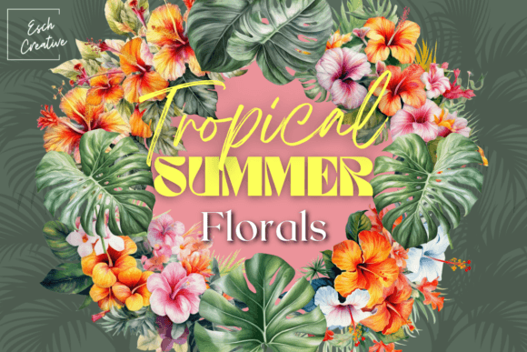 Download Tropical Summer Flower Watercolor Bundle - Summer Collection