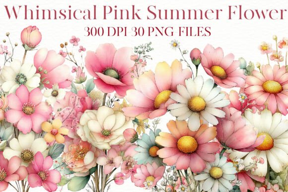 Download Whimsical Pink Summer Flower Clipart - Summer Collection