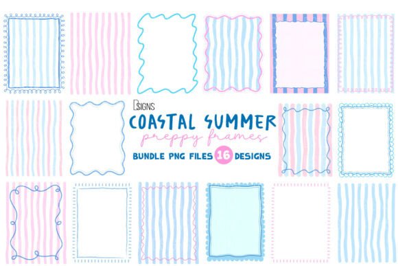 Download Summer Preppy Hand Drawn Frames Bundle - Summer Collection
