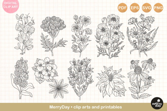 Download 11 Summer Flower Outline Clip Art - Summer Collection