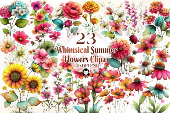 Download Whimsical Summer Flower Species Clipart - Summer Collection